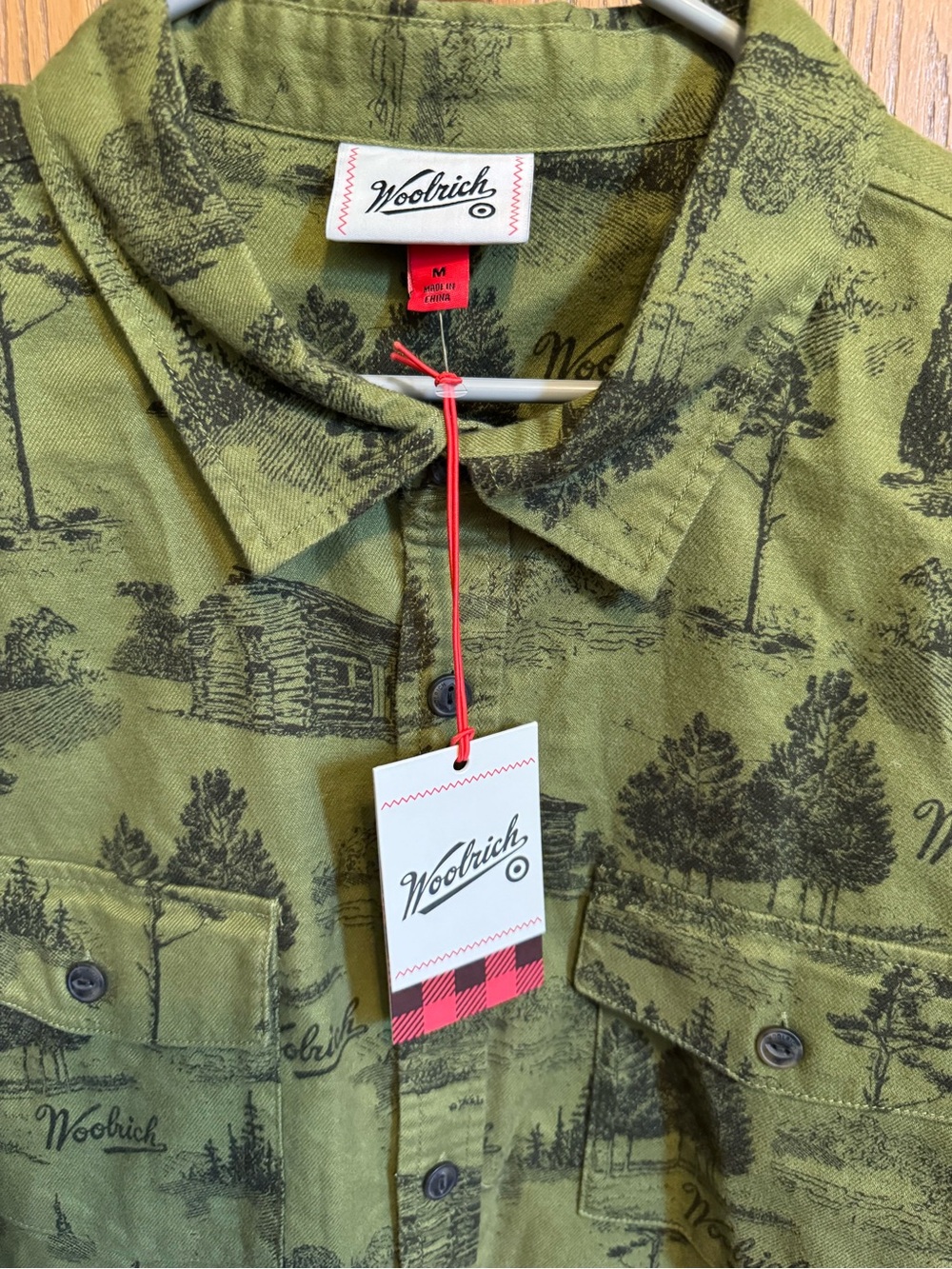 Adult Woolrich Long Sleeve Toile Print Flannel Button-Down Shirt - Picture 3 of 4